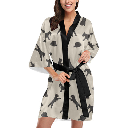 Schnauzers Pattern Print Design A06 Women's Short Kimono