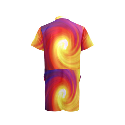 Vortex Twist Swirl Flame Themed Men's Romper