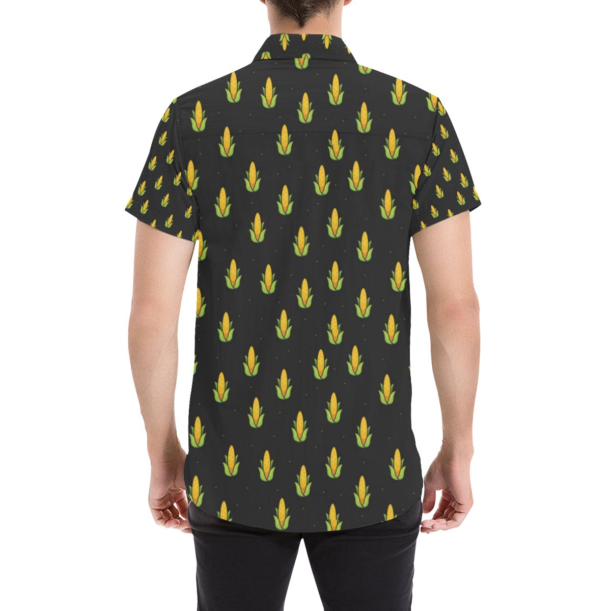 Corn Pattern Print Design 04 Men's Short Sleeve Button Up Shirt