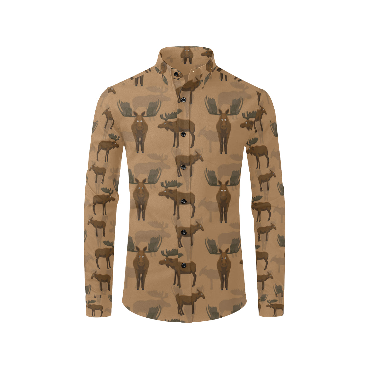 Moose Pattern Print Design 03 Men's Long Sleeve Shirt