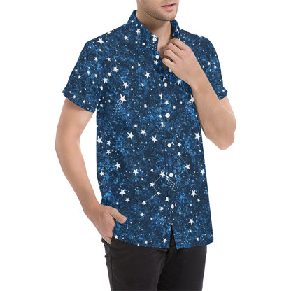 Cosmic Pattern Print Design 05 Men's Short Sleeve Button Up Shirt