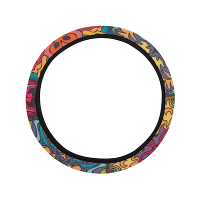 Mandala Style Design Print Steering Wheel Cover with Elastic Edge