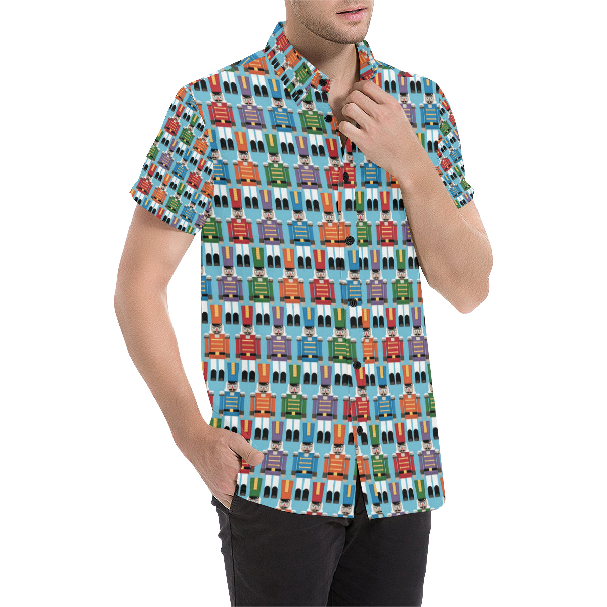Nutcracker Pattern Print Design A02 Men's Short Sleeve Button Up Shirt