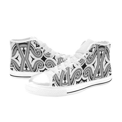 Samoan Pattern Print Design LKS302 High Top Women's White Shoes