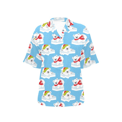 Polar Bear Pattern Print Design PB06 Women's Hawaiian Shirt