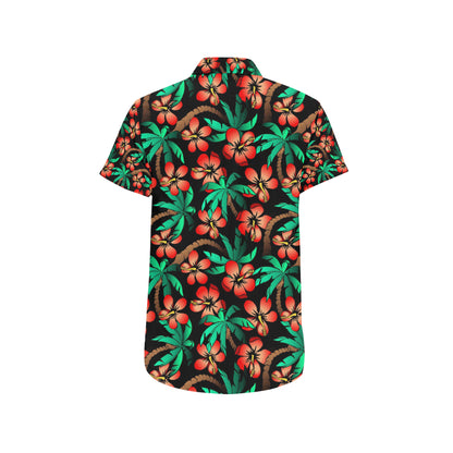 Hawaiian Themed Pattern Print Design H022 Men's Short Sleeve Button Up Shirt