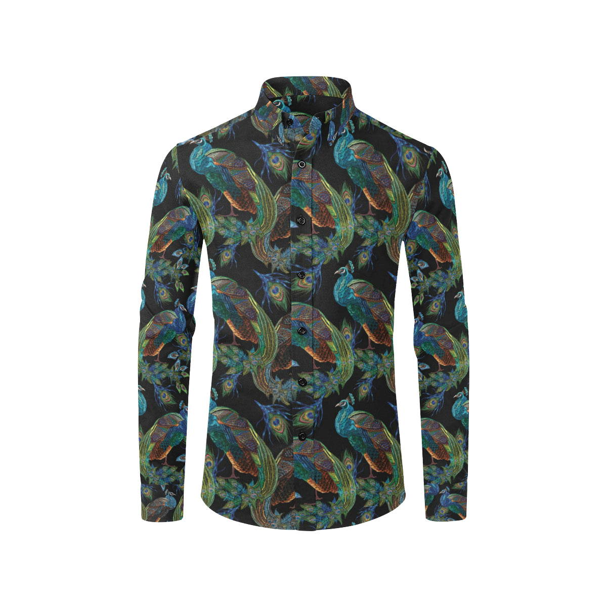 Peacock Pattern Print Design A04 Men's Long Sleeve Shirt