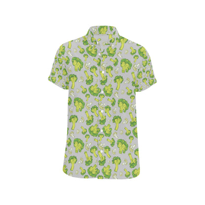 Broccoli Pattern Print Design 03 Men's Short Sleeve Button Up Shirt