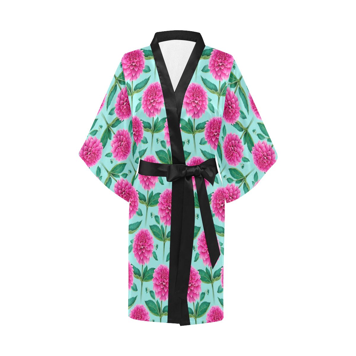 Dahlia Pattern Print Design DH08 Women's Short Kimono