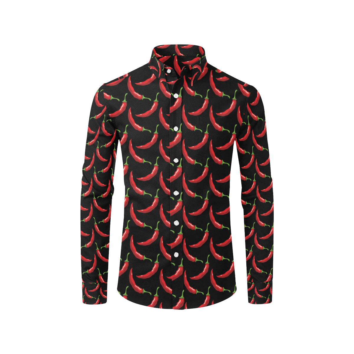 Chilli Pepper Pattern Print Design 01 Men's Long Sleeve Shirt