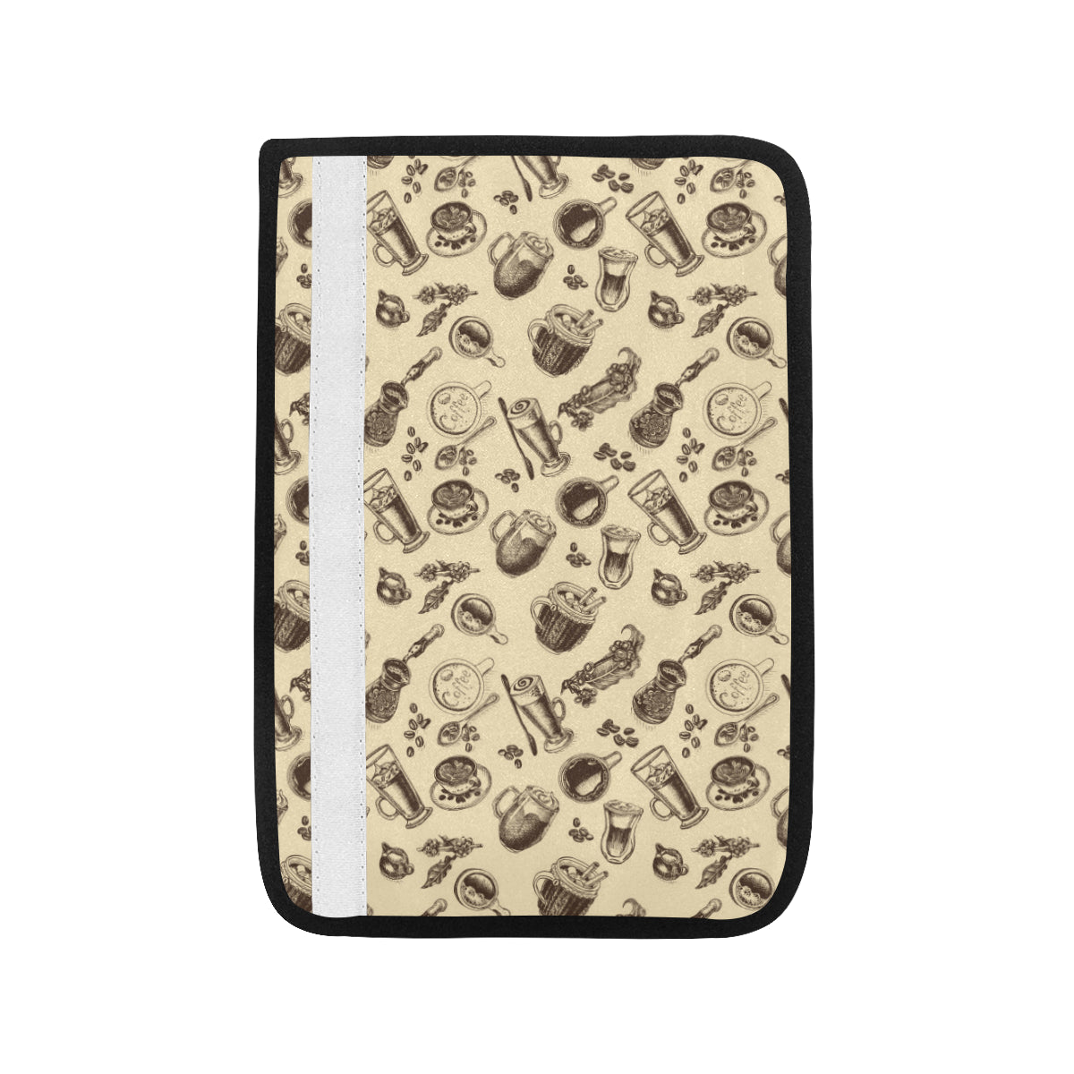 Coffee Pattern Print Design 05 Car Seat Belt Cover