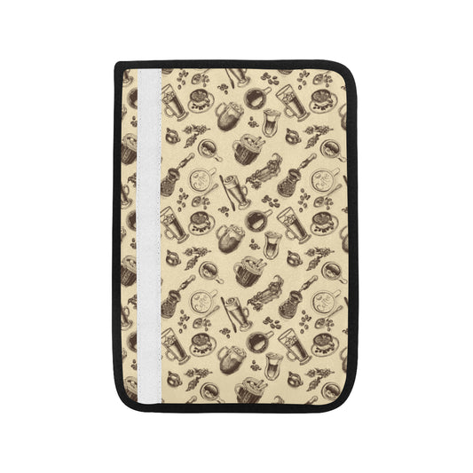Coffee Pattern Print Design 05 Car Seat Belt Cover