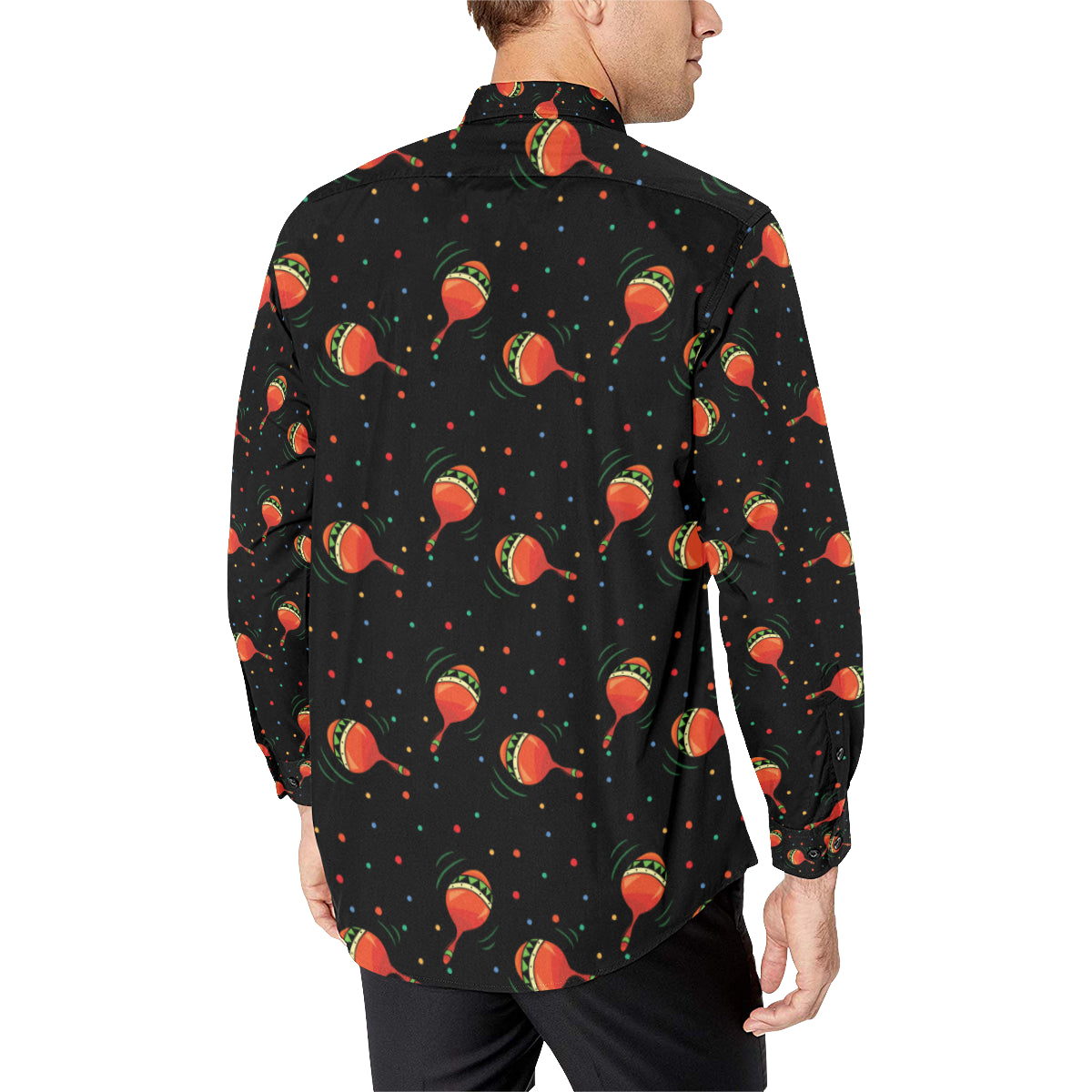 Maracas Pattern Print Design 03 Men's Long Sleeve Shirt