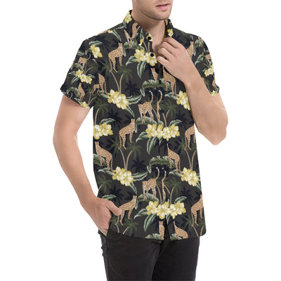 Cheetah Pattern Print Design 04 Men's Short Sleeve Button Up Shirt