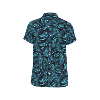Camellia Pattern Print Design CM04 Men's Short Sleeve Button Up Shirt