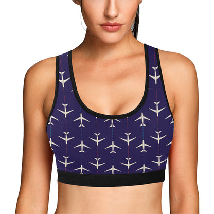 Airplane Pattern Print Design 03 Sports Bra