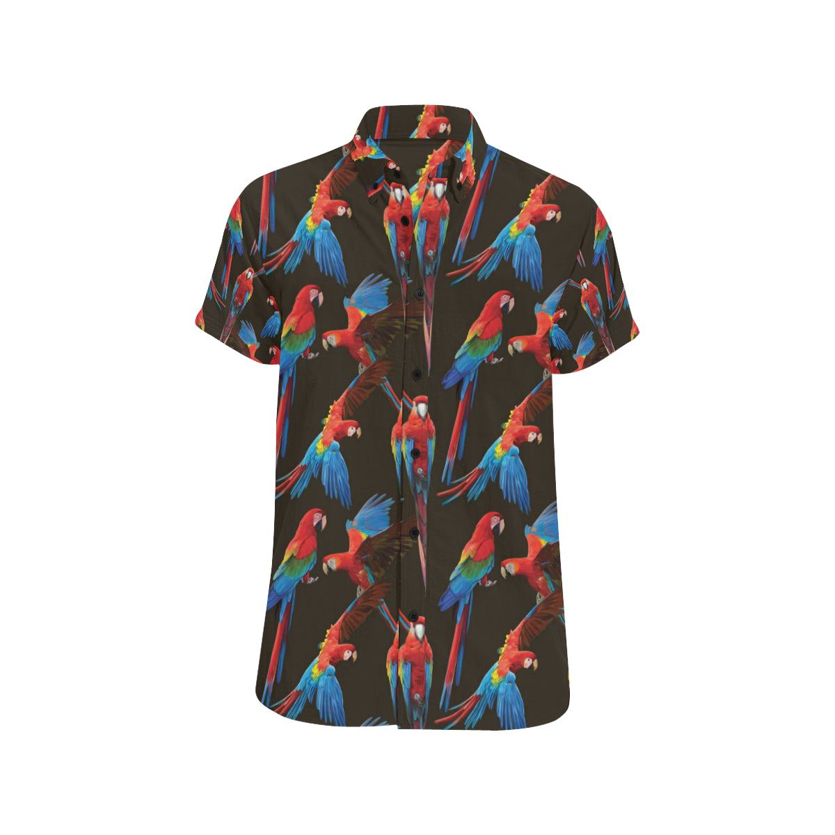 Macaw Pattern Print Design 04 Men's Short Sleeve Button Up Shirt