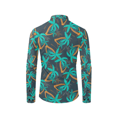 Palm Tree Pattern Print Design PT01 Men's Long Sleeve Shirt