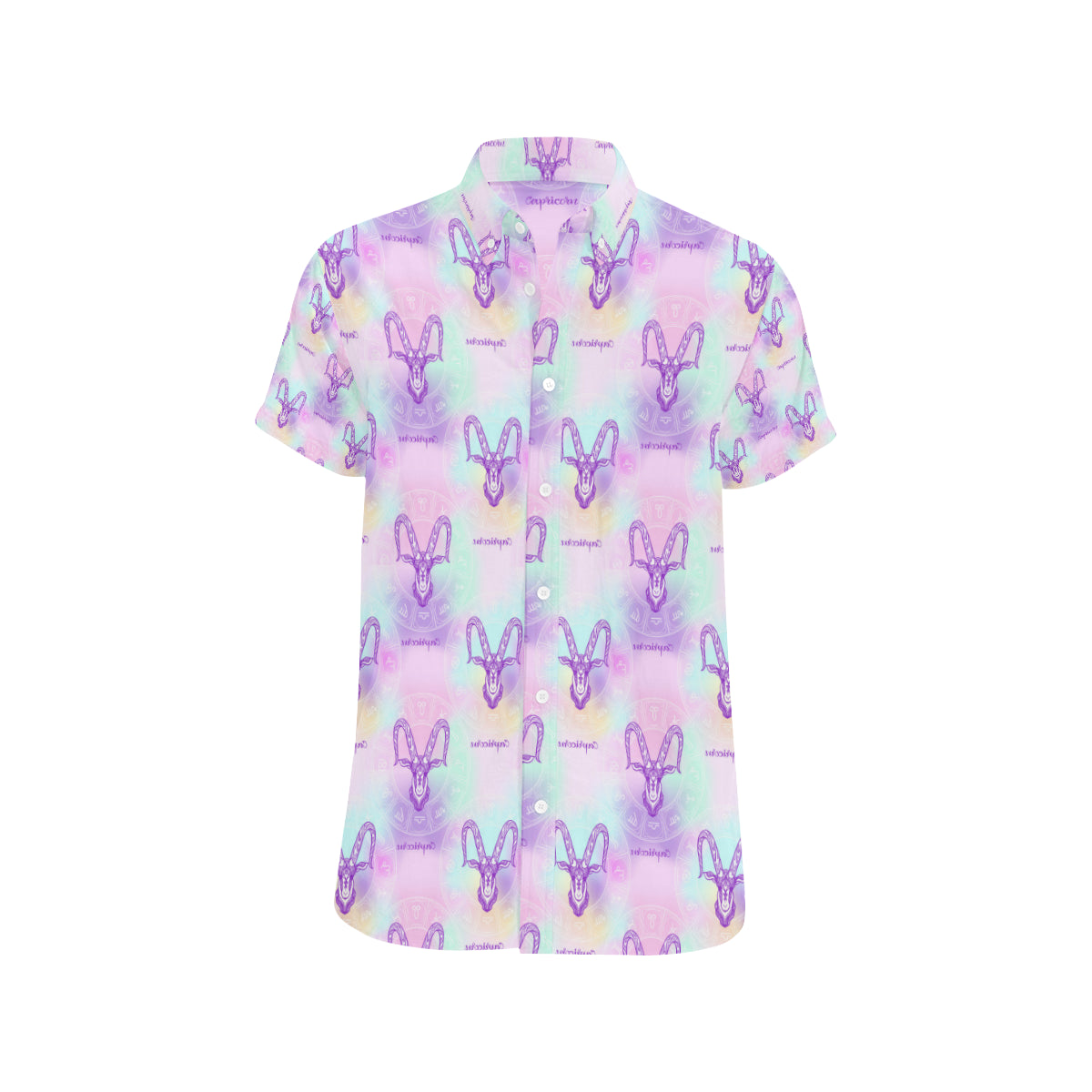 Capricorn Zodiac Pattern Print Design 02 Men's Short Sleeve Button Up Shirt