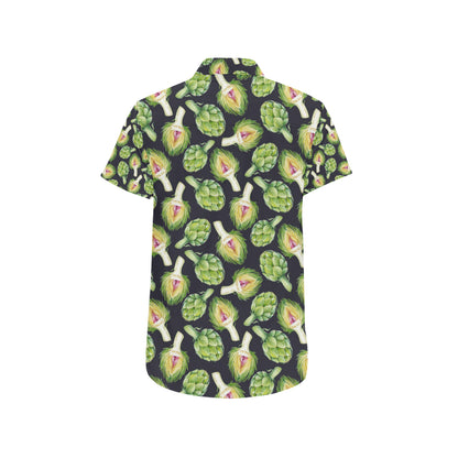 Artichoke Pattern Print Design 01 Men's Short Sleeve Button Up Shirt