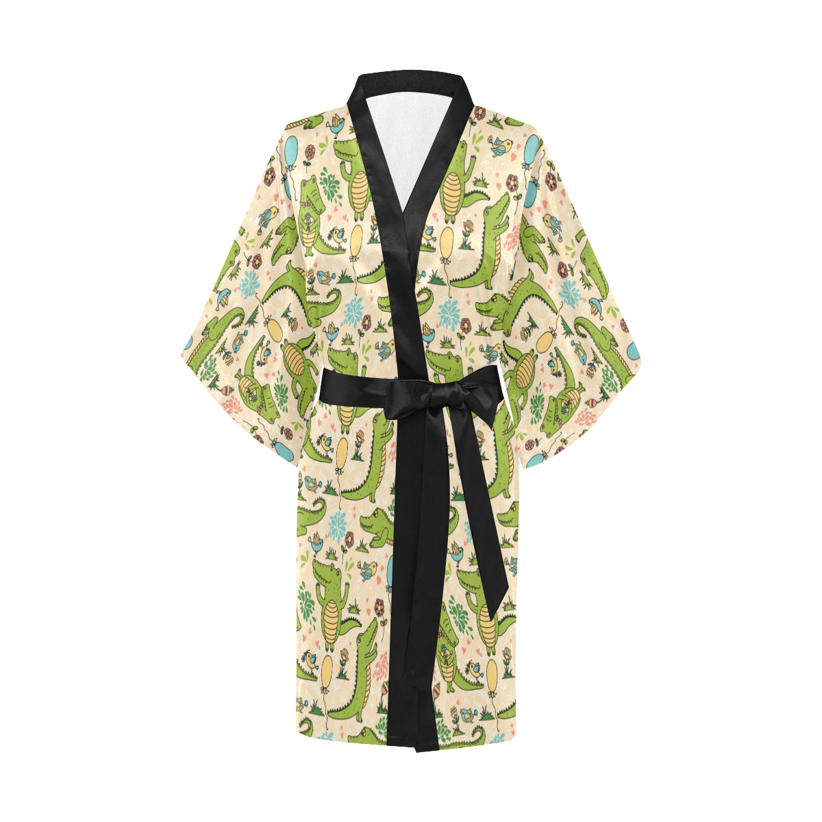 Alligator Pattern Print Design 01 Women's Short Kimono
