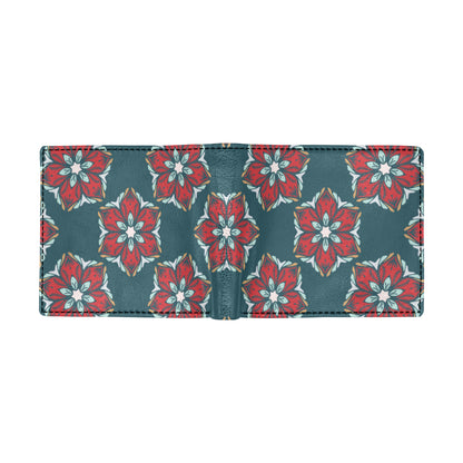 Poinsettia Pattern Print Design A03 Men's ID Card Wallet