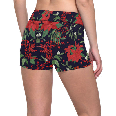 Poinsettia Pattern Print Design POT02 Yoga Shorts