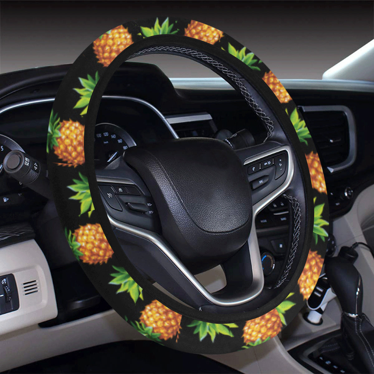 Pineapple Cute Print Design Pattern Steering Wheel Cover with Elastic Edge