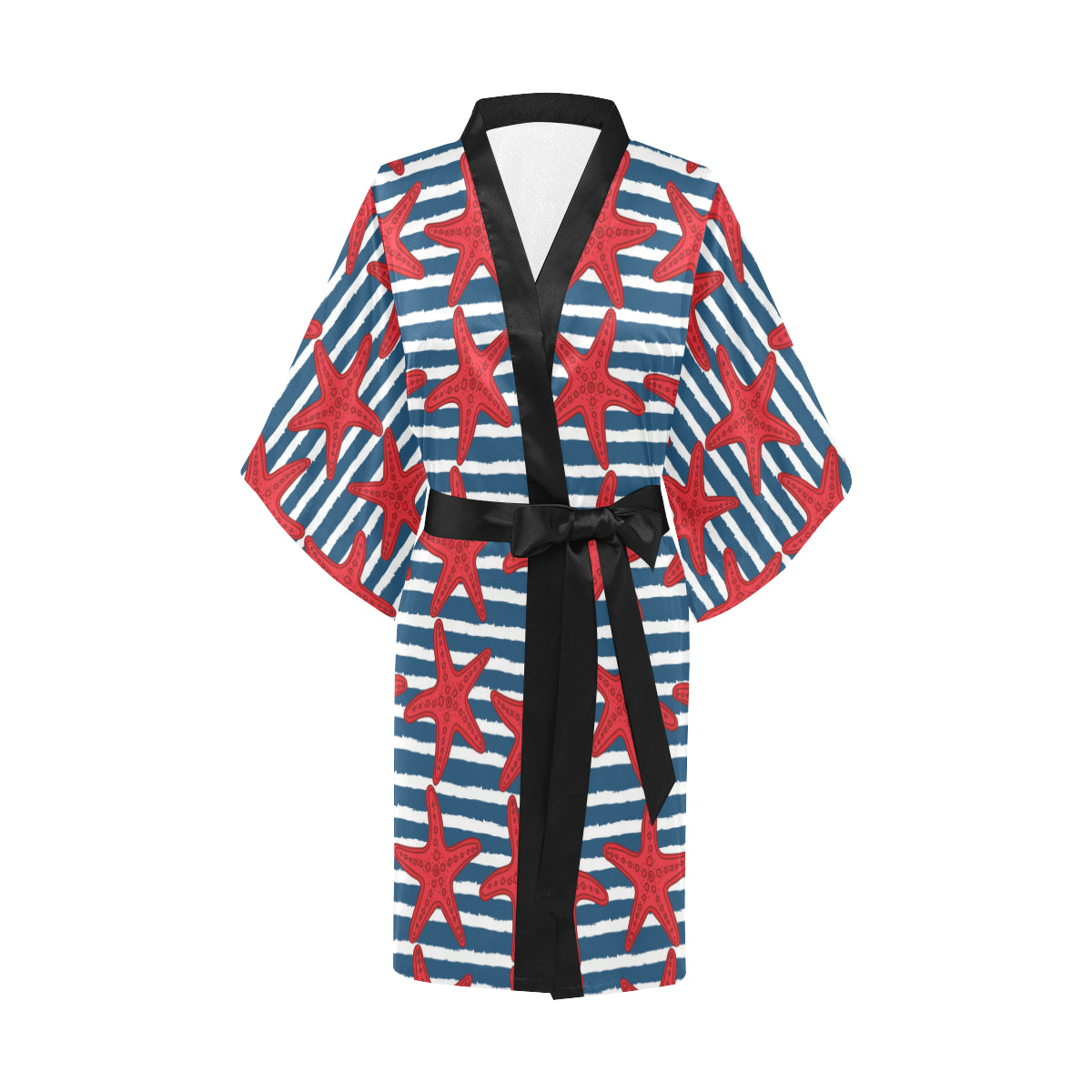 Starfish Red Pattern Print Design 02 Women's Short Kimono