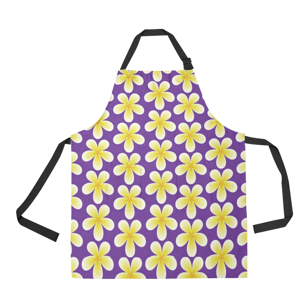 Yellow Plumeria Pattern Print Design PM05 Apron with Pocket