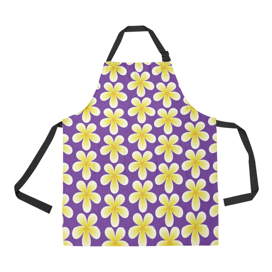 Yellow Plumeria Pattern Print Design PM05 Apron with Pocket