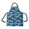 Camo Blue Pattern Print Design 04 Apron with Pocket