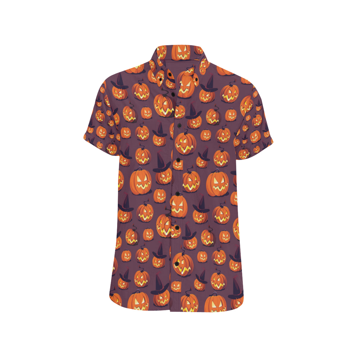 Halloween Pumpkin Pattern Print Design 03 Men's Short Sleeve Button Up Shirt