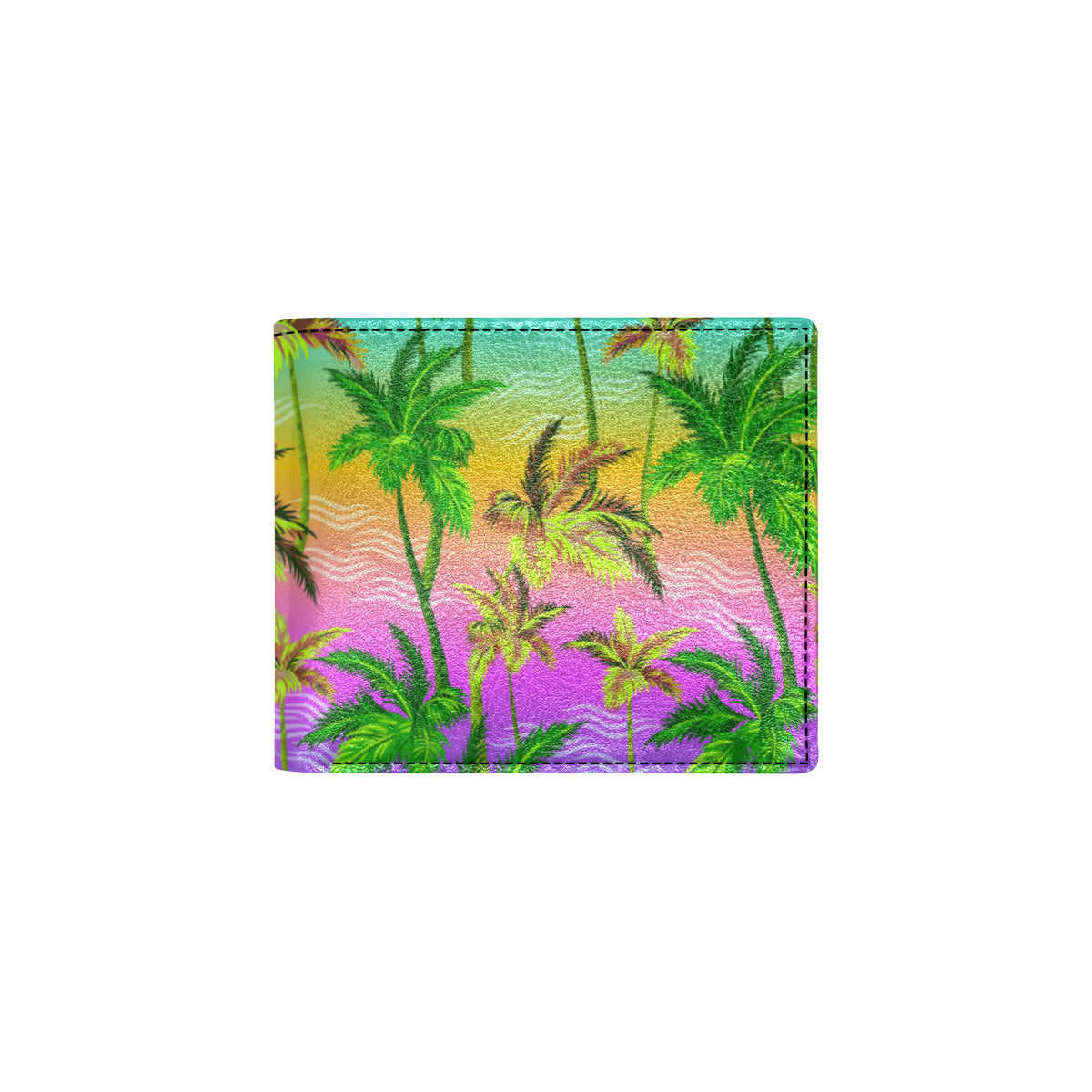 Palm Tree Rainbow Pattern Men's ID Card Wallet