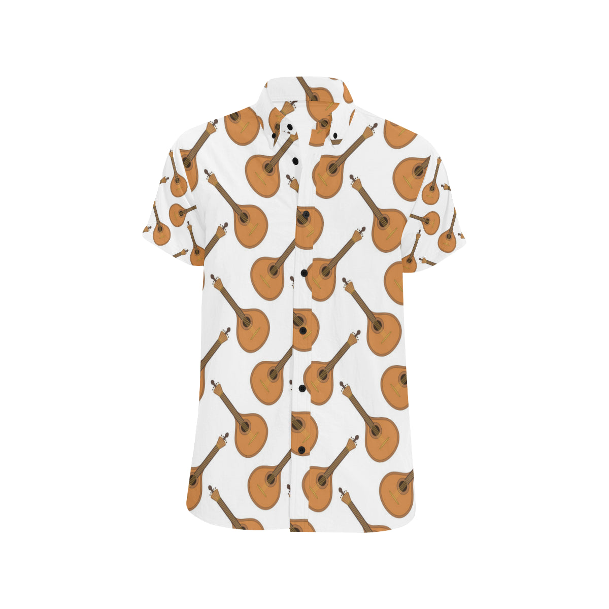Mandolin Pattern Print Design 01 Men's Short Sleeve Button Up Shirt