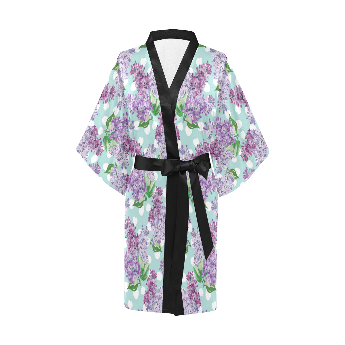 Lilac Pattern Print Design 02 Women's Short Kimono