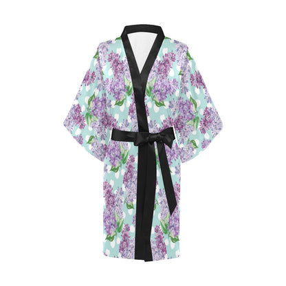 Lilac Pattern Print Design 02 Women's Short Kimono