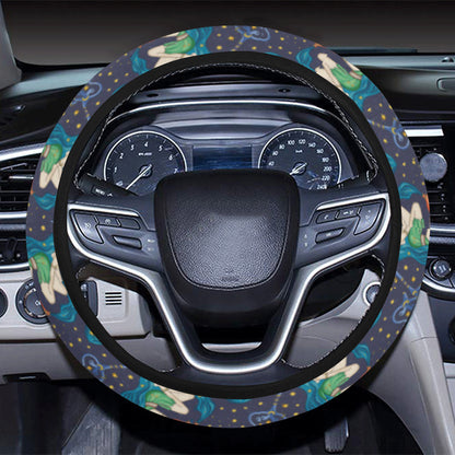 Aquarius Zodiac Pattern Print Design 03 Steering Wheel Cover with Elastic Edge