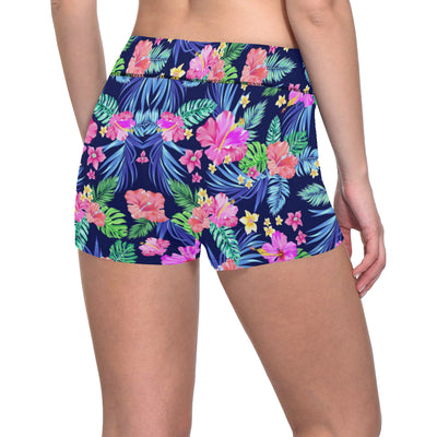 Neon Hibiscus Pattern Print Design HB016 Yoga Shorts