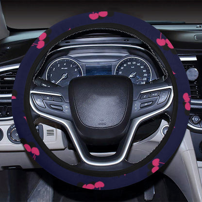 Cherry Pattern Print Design 02 Steering Wheel Cover with Elastic Edge
