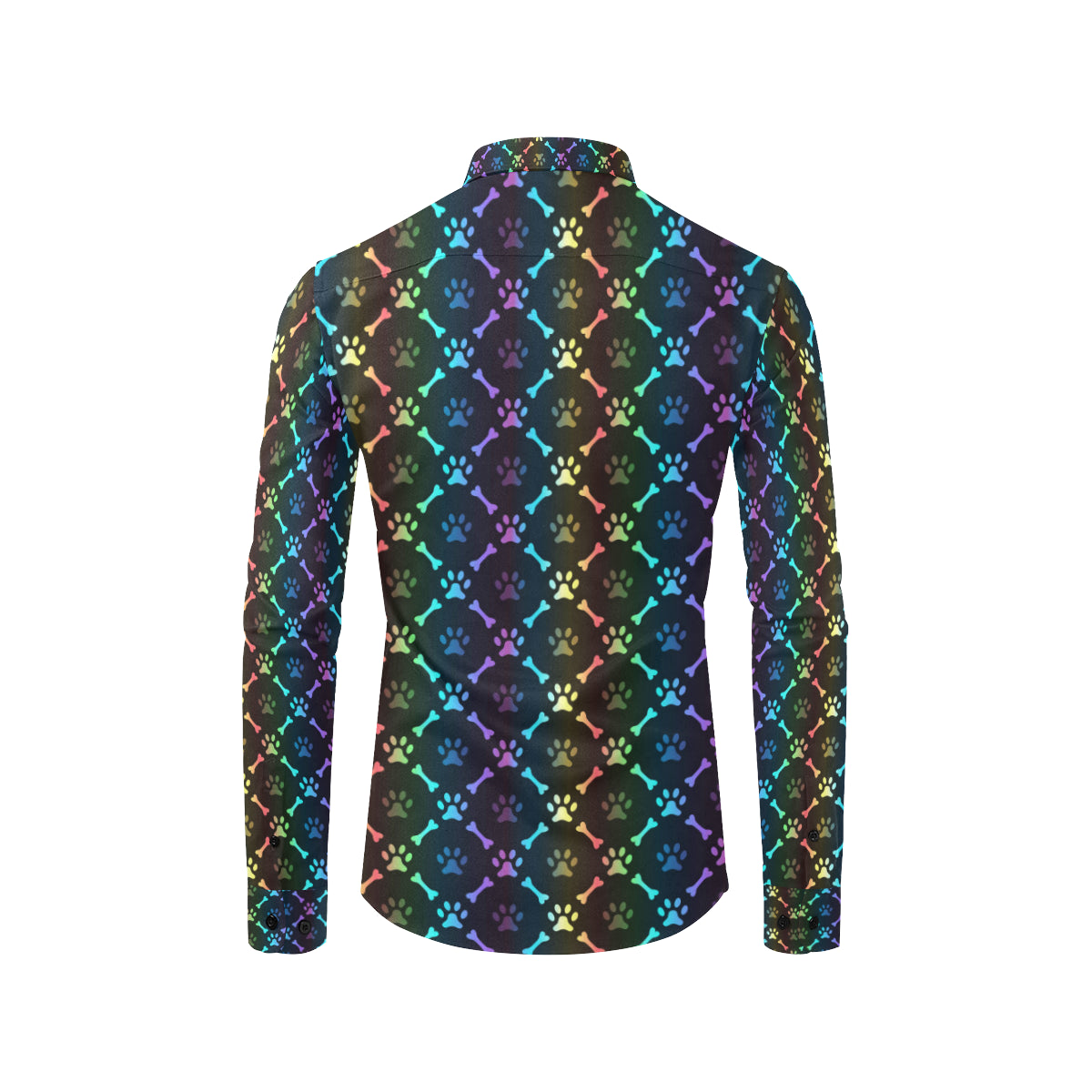 Paw Rainbow Print Men's Long Sleeve Shirt