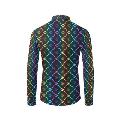 Paw Rainbow Print Men's Long Sleeve Shirt