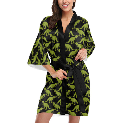 T Rex Pattern Print Design A02 Women's Short Kimono
