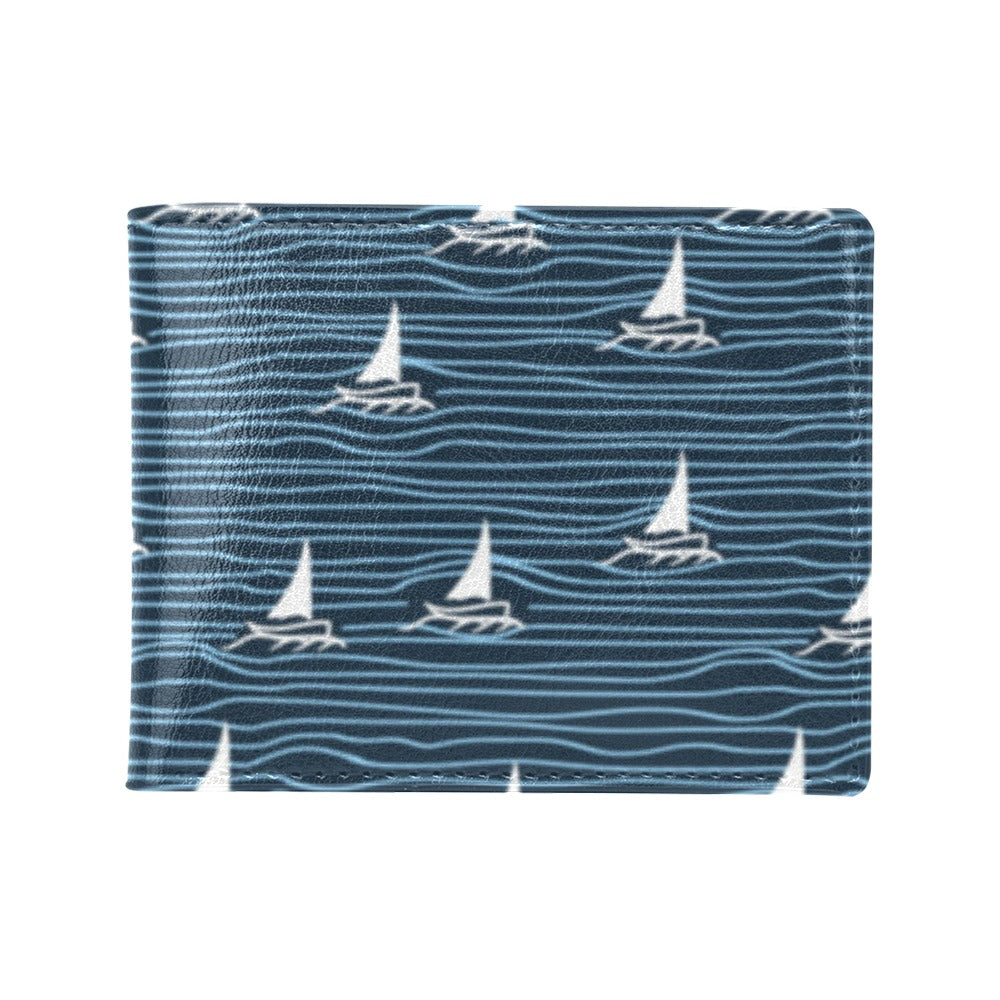 Sailboat Print Design LKS303 Men's ID Card Wallet