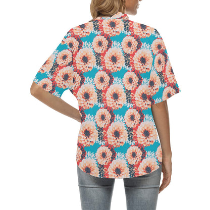Dahlia Pattern Print Design DH05 Women's Hawaiian Shirt