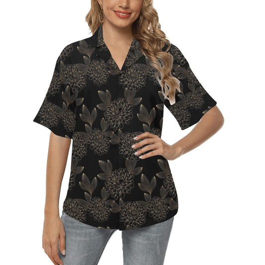 Dahlia Pattern Print Design DH04 Women's Hawaiian Shirt