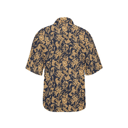 Baroque Golden Pattern Print Design 03 Women's Hawaiian Shirt