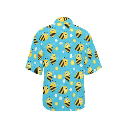 Bee Pattern Print Design BEE06 Women's Hawaiian Shirt