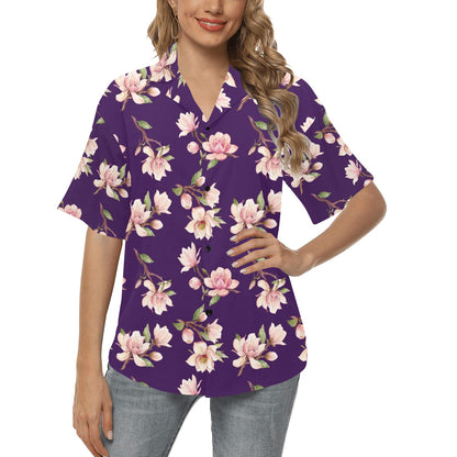 Magnolia Pattern Print Design MAG02 Women's Hawaiian Shirt
