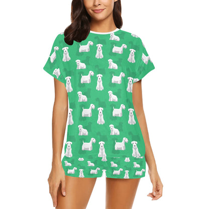 Sealyham Terriers Print Design LKS301 Women's Short Pajama Set